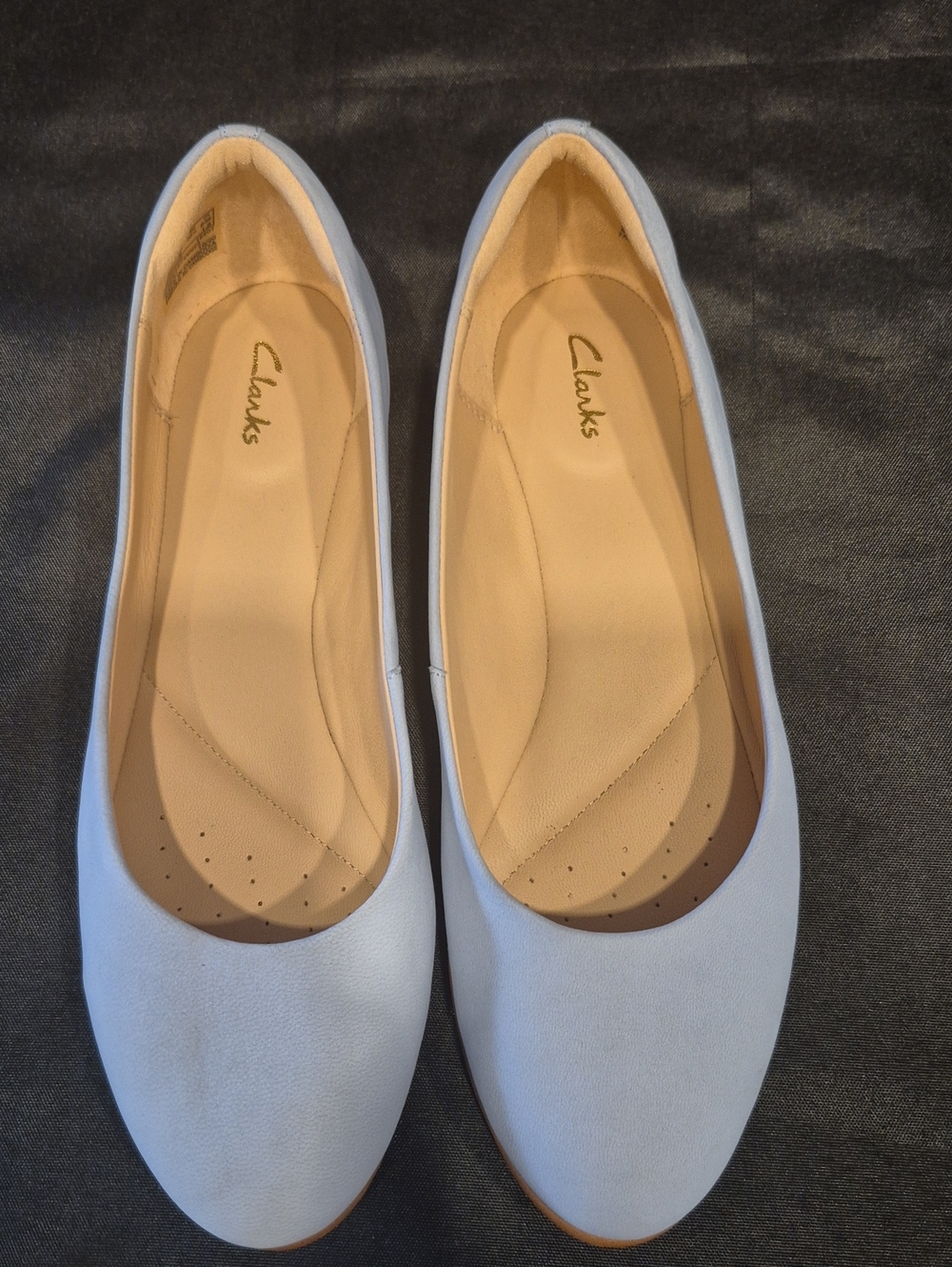 Clarks Grace Piper Light Blue Suede Ballet Flats - Smooth Rounded Toe